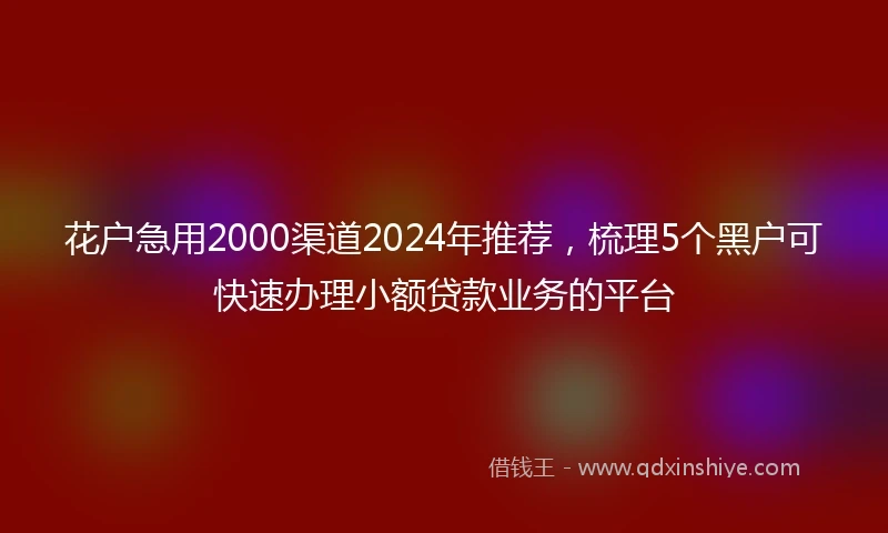 花户急用2000渠道2024年推荐，梳理5个黑户可快速办理小额贷款业务的平台