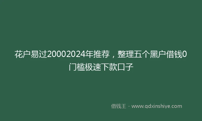花户易过20002024年推荐，整理五个黑户借钱0门槛极速下款口子
