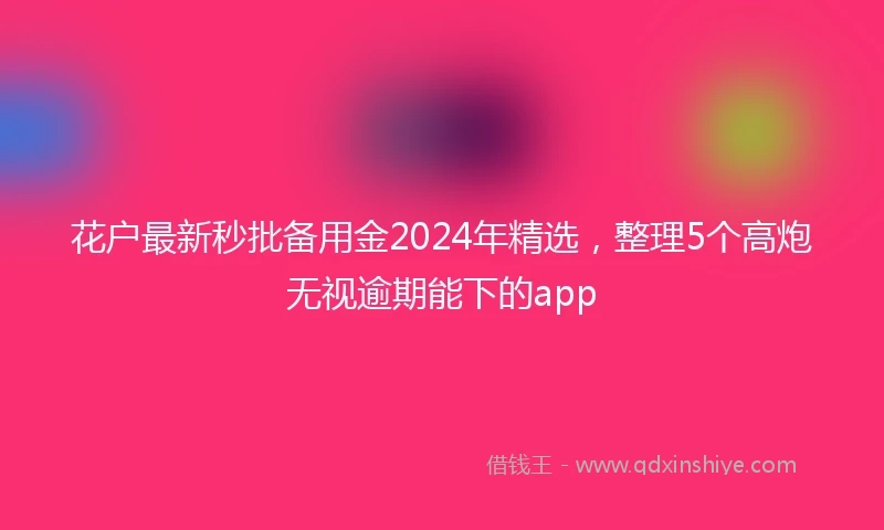 花户最新秒批备用金2024年精选，整理5个高炮无视逾期能下的app