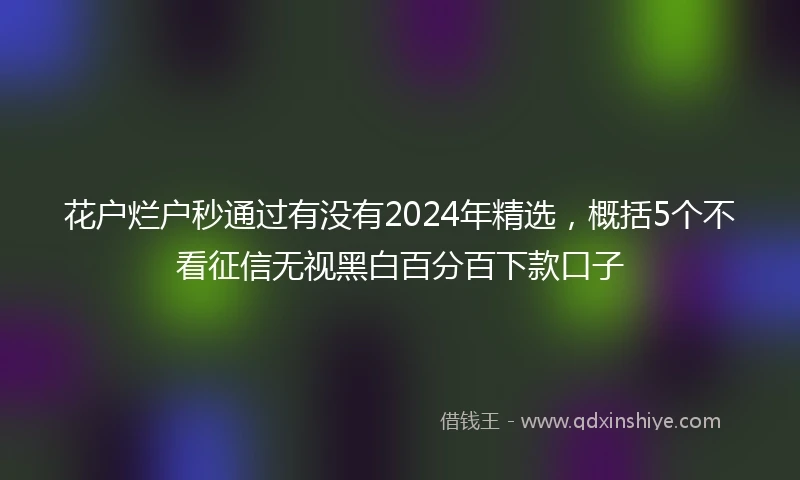 花户烂户秒通过有没有2024年精选，概括5个不看征信无视黑白百分百下款口子