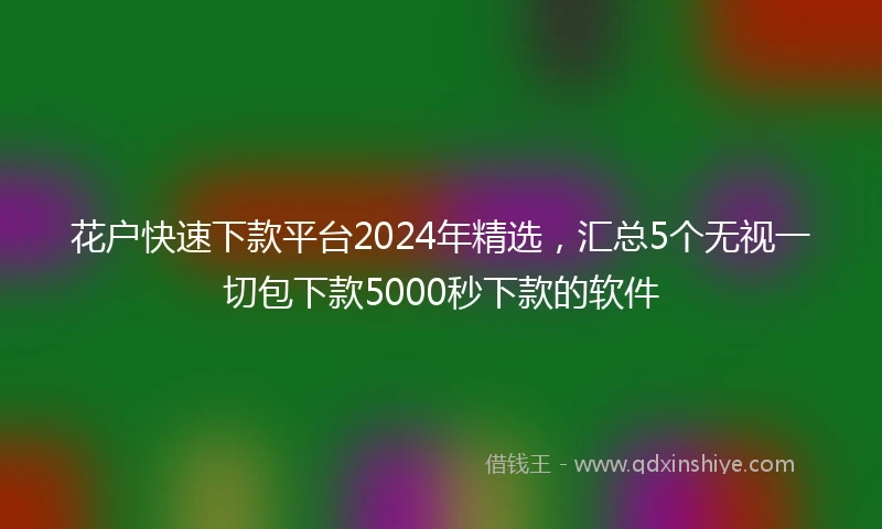 花户快速下款平台2024年精选，汇总5个无视一切包下款5000秒下款的软件