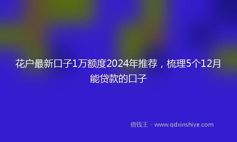 花户最新口子1万额度2024年推荐，梳理5个12月能贷款的口子