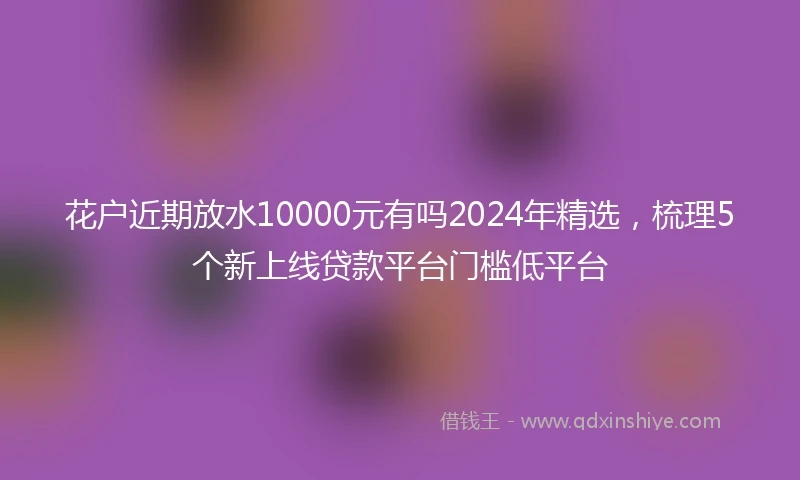 花户近期放水10000元有吗2024年精选，梳理5个新上线贷款平台门槛低平台