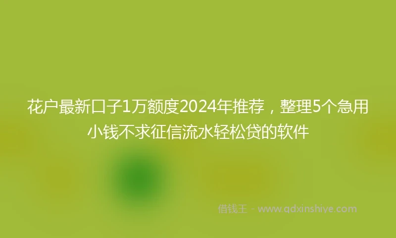 花户最新口子1万额度2024年推荐，整理5个急用小钱不求征信流水轻松贷的软件