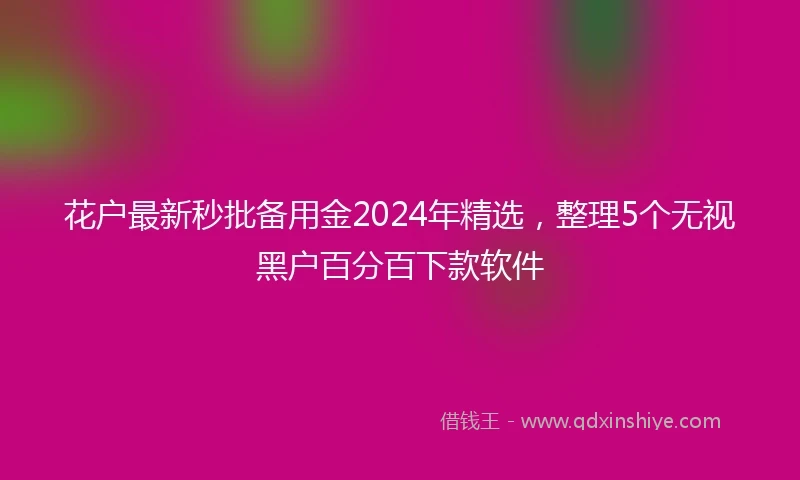 花户最新秒批备用金2024年精选，整理5个无视黑户百分百下款软件