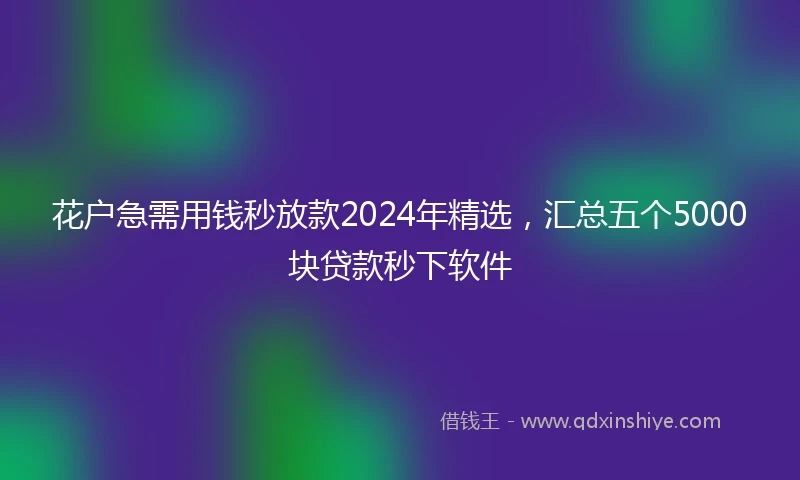 花户急需用钱秒放款2024年精选，汇总五个5000块贷款秒下软件