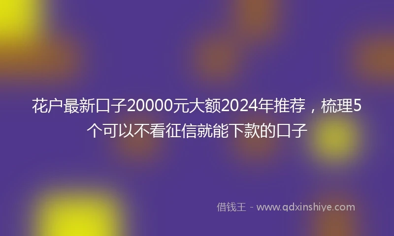 花户最新口子20000元大额2024年推荐，梳理5个可以不看征信就能下款的口子