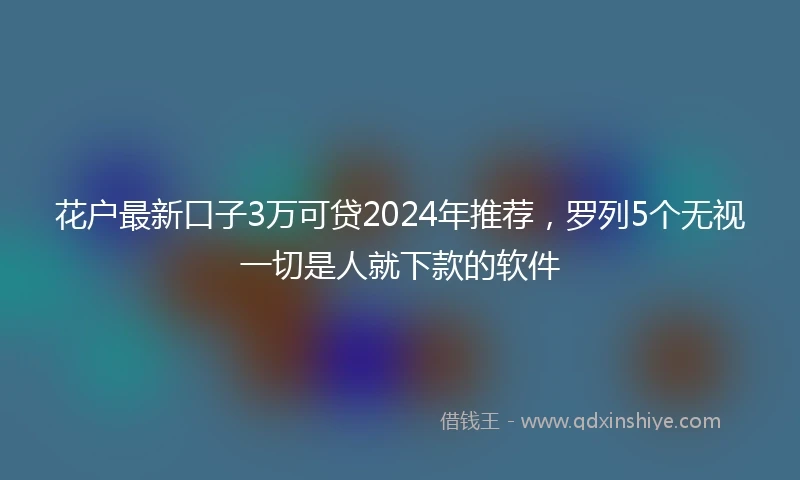 花户最新口子3万可贷2024年推荐，罗列5个无视一切是人就下款的软件