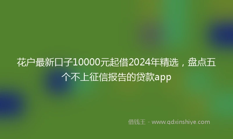 花户最新口子10000元起借2024年精选，盘点五个不上征信报告的贷款app