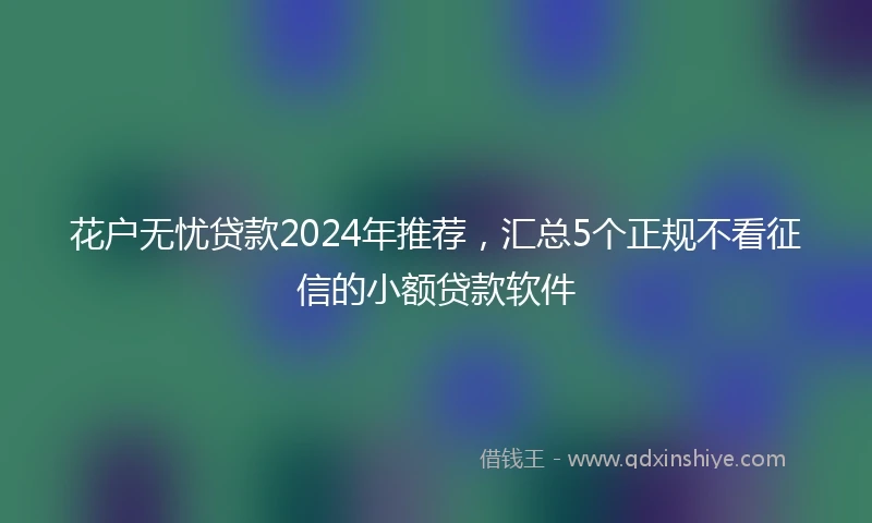 花户无忧贷款2024年推荐，汇总5个正规不看征信的小额贷款软件