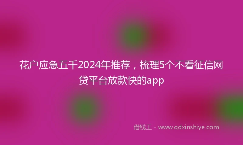 花户应急五千2024年推荐，梳理5个不看征信网贷平台放款快的app