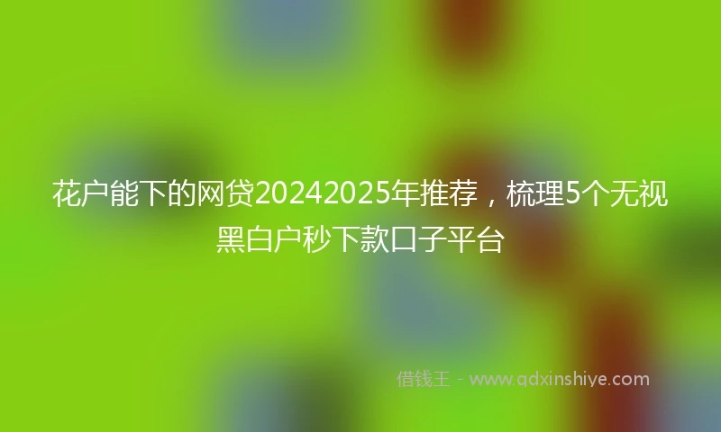 花户能下的网贷20242025年推荐，梳理5个无视黑白户秒下款口子平台