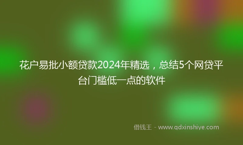 花户易批小额贷款2024年精选，总结5个网贷平台门槛低一点的软件