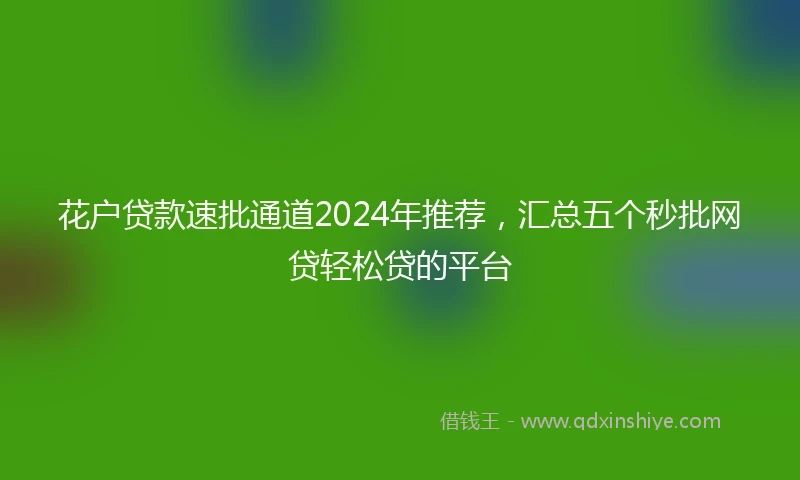 花户贷款速批通道2024年推荐，汇总五个秒批网贷轻松贷的平台