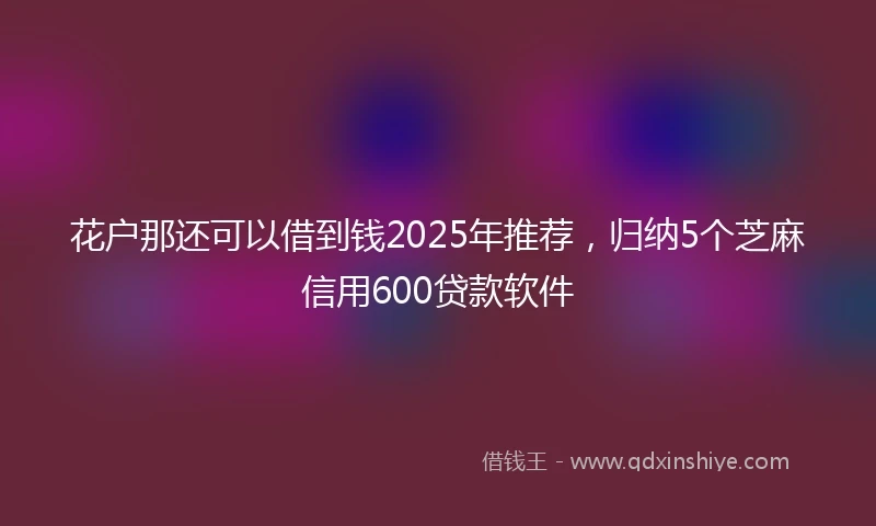花户那还可以借到钱2025年推荐，归纳5个芝麻信用600贷款软件