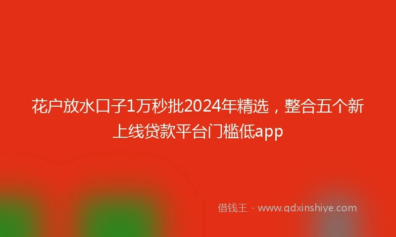 花户放水口子1万秒批2024年精选，整合五个新上线贷款平台门槛低app