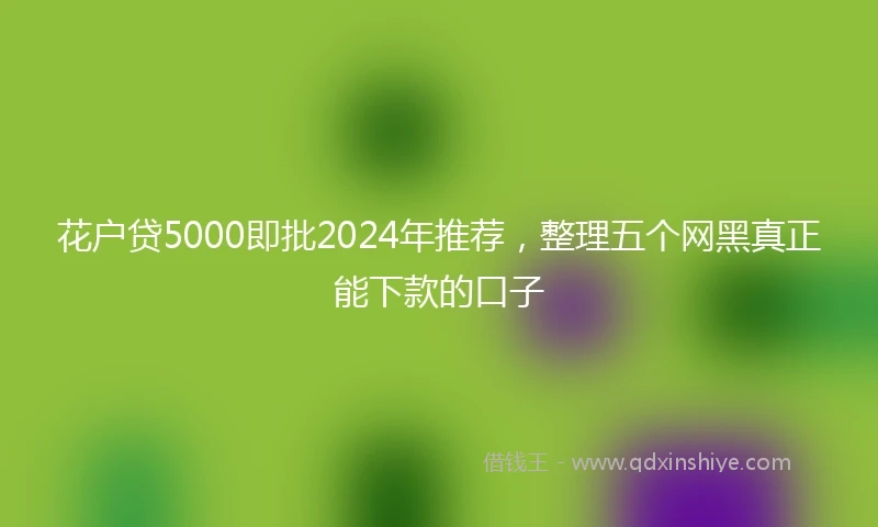 花户贷5000即批2024年推荐，整理五个网黑真正能下款的口子