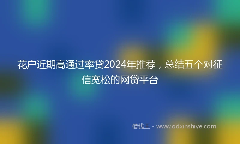 花户近期高通过率贷2024年推荐，总结五个对征信宽松的网贷平台