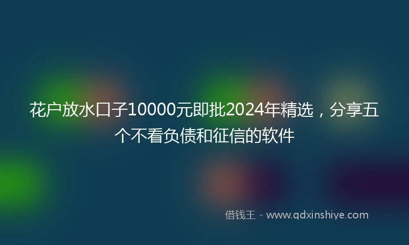 花户放水口子10000元即批2024年精选，分享五个不看负债和征信的软件