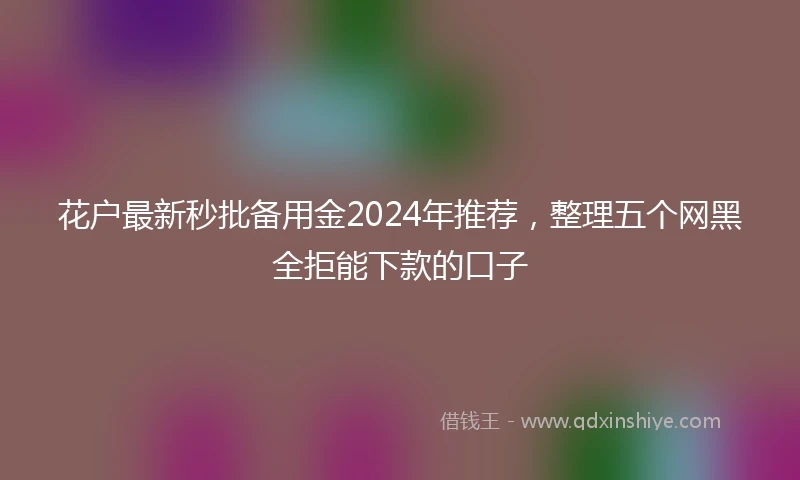 花户最新秒批备用金2024年推荐，整理五个网黑全拒能下款的口子