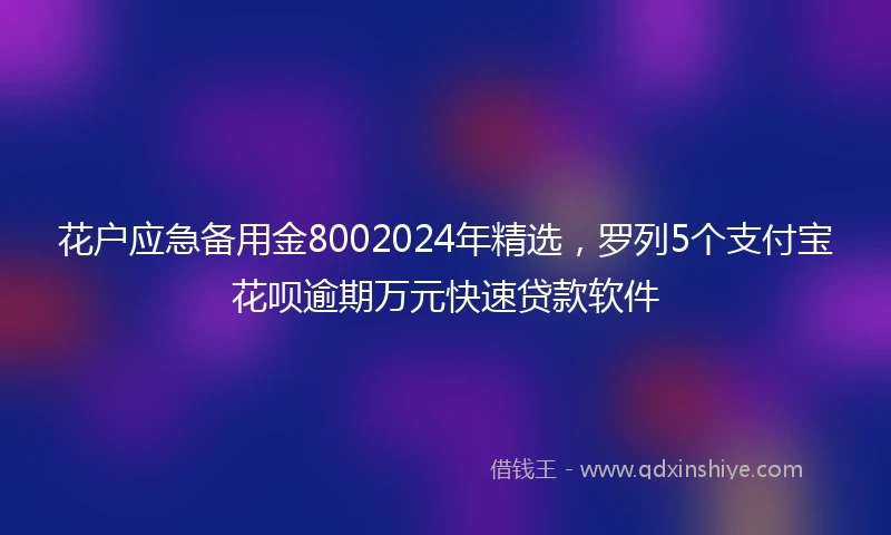 花户应急备用金8002024年精选，罗列5个支付宝花呗逾期万元快速贷款软件