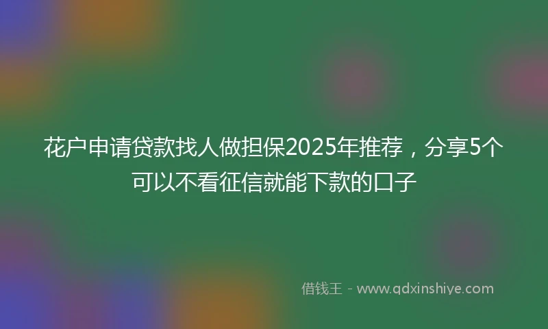 花户申请贷款找人做担保2025年推荐，分享5个可以不看征信就能下款的口子