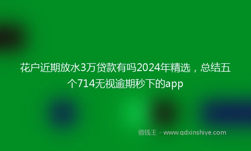 花户近期放水3万贷款有吗2024年精选，总结五个714无视逾期秒下的app