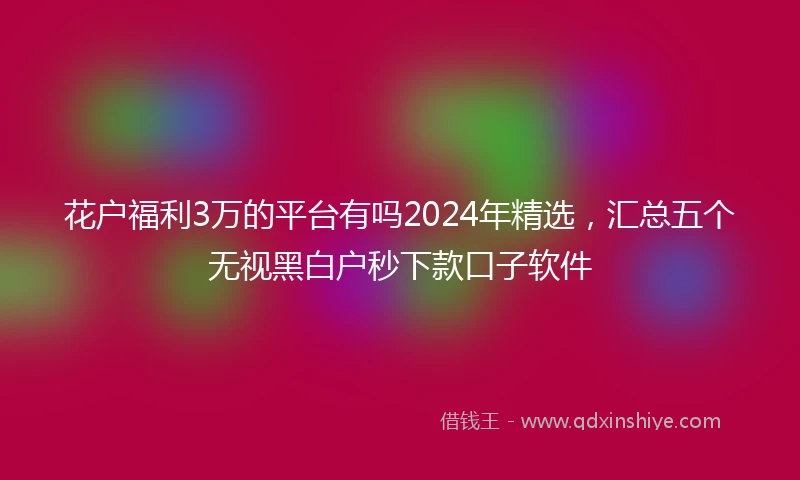 花户福利3万的平台有吗2024年精选，汇总五个无视黑白户秒下款口子软件