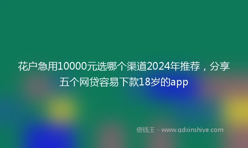 花户急用10000元选哪个渠道2024年推荐，分享五个网贷容易下款18岁的app