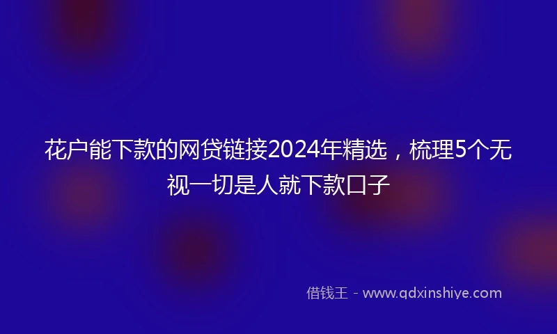 花户能下款的网贷链接2024年精选，梳理5个无视一切是人就下款口子