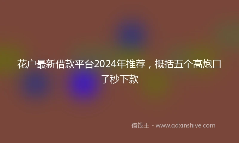花户最新借款平台2024年推荐，概括五个高炮口子秒下款