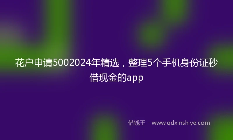 花户申请5002024年精选，整理5个手机身份证秒借现金的app