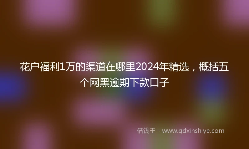 花户福利1万的渠道在哪里2024年精选，概括五个网黑逾期下款口子