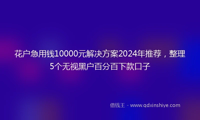 花户急用钱10000元解决方案2024年推荐，整理5个无视黑户百分百下款口子