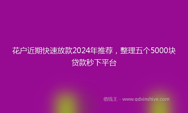 花户近期快速放款2024年推荐，整理五个5000块贷款秒下平台