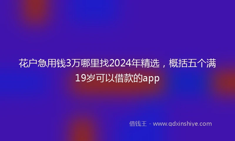 花户急用钱3万哪里找2024年精选，概括五个满19岁可以借款的app