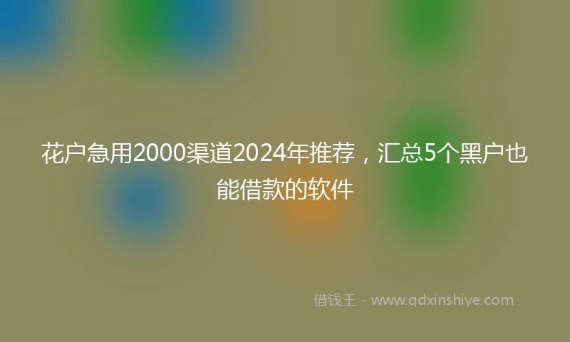 花户急用2000渠道2024年推荐，汇总5个黑户也能借款的软件