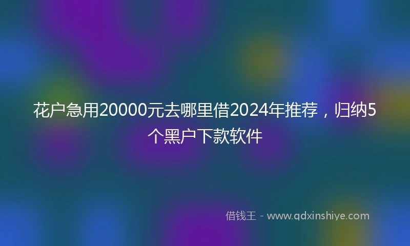 花户急用20000元去哪里借2024年推荐，归纳5个黑户下款软件