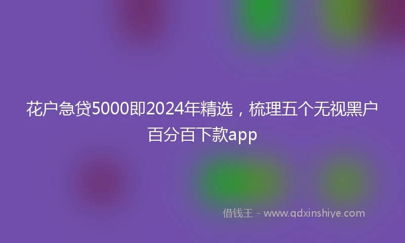 花户急贷5000即2024年精选，梳理五个无视黑户百分百下款app