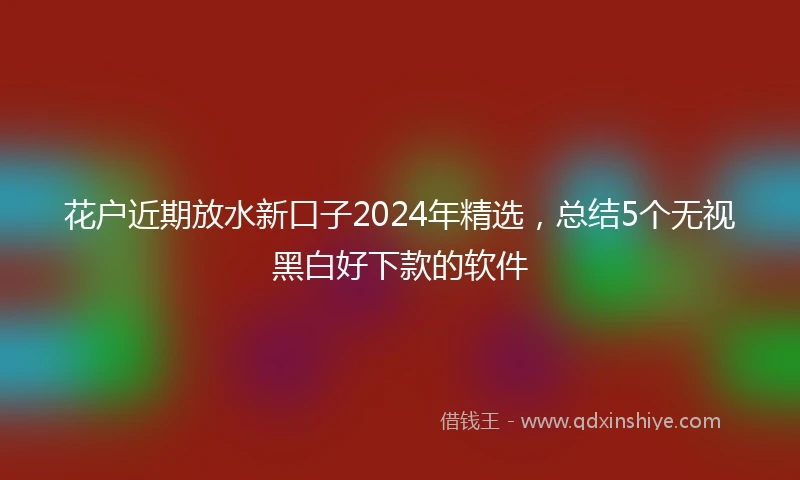 花户近期放水新口子2024年精选，总结5个无视黑白好下款的软件