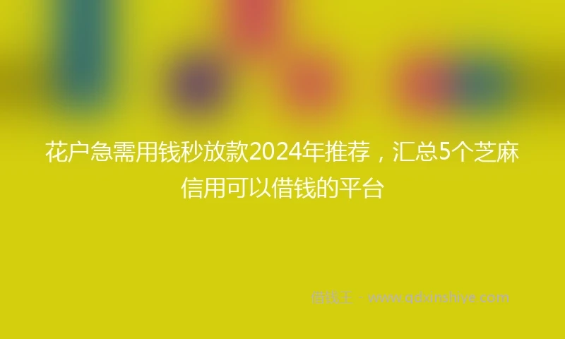 花户急需用钱秒放款2024年推荐，汇总5个芝麻信用可以借钱的平台