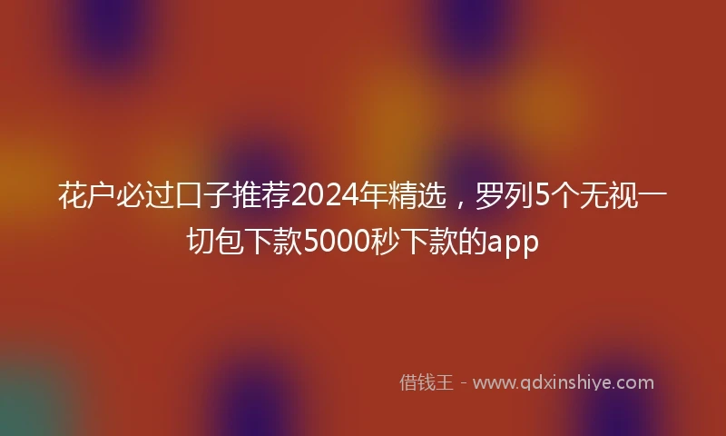 花户必过口子推荐2024年精选，罗列5个无视一切包下款5000秒下款的app