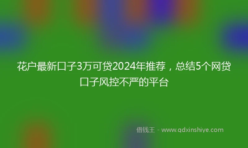 花户最新口子3万可贷2024年推荐，总结5个网贷口子风控不严的平台