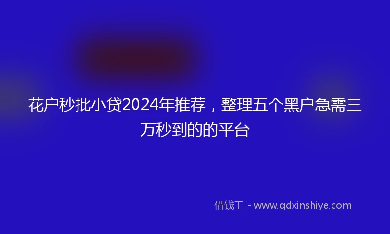 花户秒批小贷2024年推荐，整理五个黑户急需三万秒到的的平台
