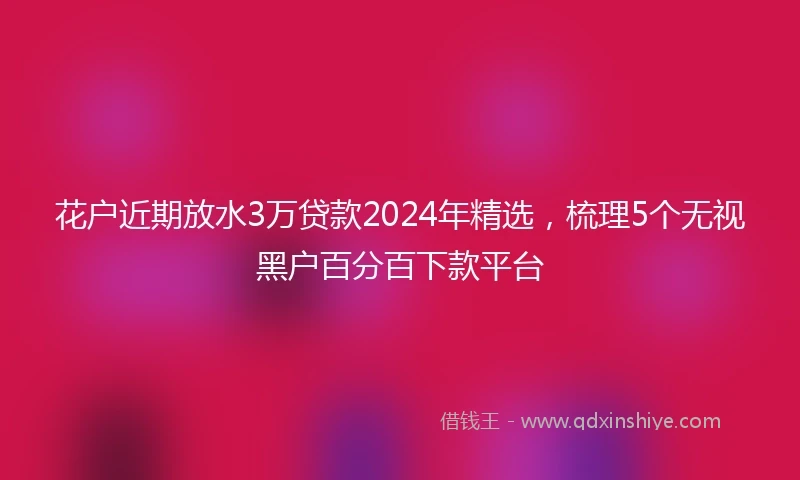 花户近期放水3万贷款2024年精选，梳理5个无视黑户百分百下款平台