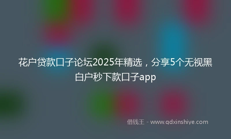 花户贷款口子论坛2025年精选，分享5个无视黑白户秒下款口子app