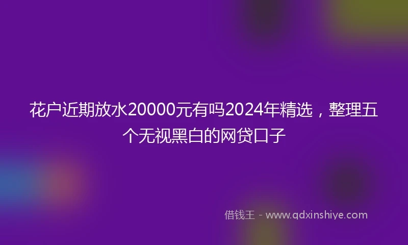花户近期放水20000元有吗2024年精选，整理五个无视黑白的网贷口子
