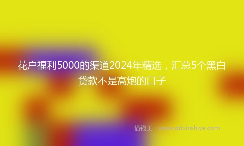 花户福利5000的渠道2024年精选，汇总5个黑白贷款不是高炮的口子