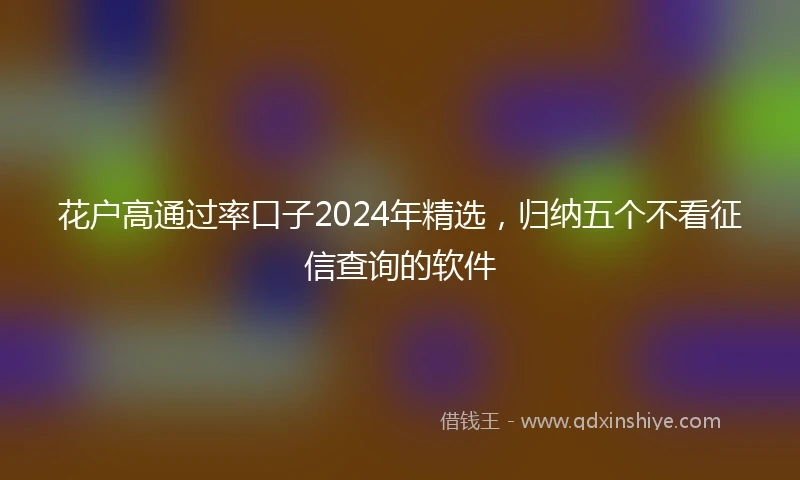 花户高通过率口子2024年精选，归纳五个不看征信查询的软件