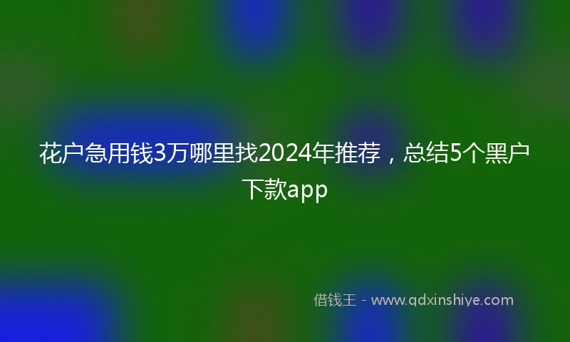 花户急用钱3万哪里找2024年推荐，总结5个黑户下款app